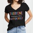 Everyone Communicate Differently Autism Awareness Women's Jersey Short Sleeve Deep V-Neck Tshirt