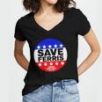 Ferris Buellers Day Off Save Ferris Badge Women's Jersey Short Sleeve Deep V-Neck Tshirt