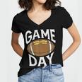 Football Player Vintage Game Day Women's Jersey Short Sleeve Deep V-Neck Tshirt