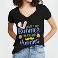 Forget The Bunnies Im Chasing Hunnies Funny Boys Easter Gift Women's Jersey Short Sleeve Deep V-Neck Tshirt