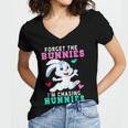 Forget The Bunnies Im Chasing Hunnies Funny Women's Jersey Short Sleeve Deep V-Neck Tshirt