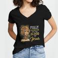 Fully Vaccinated By The Blood Of Jesus Cross Faith Christian Women's Jersey Short Sleeve Deep V-Neck Tshirt
