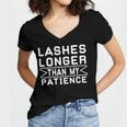 Funny Lashes Longer Than My Patience Women's Jersey Short Sleeve Deep V-Neck Tshirt