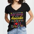Funny Proud Grandma Of A Class Of 2022 Kindergarten Graduate Women's Jersey Short Sleeve Deep V-Neck Tshirt