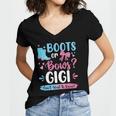Gender Reveal Boots Or Bows Gigi Matching Baby Party Women's Jersey Short Sleeve Deep V-Neck Tshirt