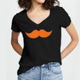 Ginger Orange Red Hair Mustache Women's Jersey Short Sleeve Deep V-Neck Tshirt