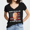 Happy Uh You Know The Thing Funny Joe Biden 4Th Of July Women's Jersey Short Sleeve Deep V-Neck Tshirt