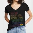 I See Accept Respect Support Admire Love You Lgbtq V2 Women's Jersey Short Sleeve Deep V-Neck Tshirt
