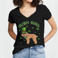 Irish Girl Leprechaun Poodle Dog St Patricks Day Kids Women's Jersey Short Sleeve Deep V-Neck Tshirt