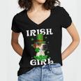 Jack Russell Terrier Patricks Day For Dog Lovers Women's Jersey Short Sleeve Deep V-Neck Tshirt