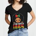 Juneteenth 1865 Celebrating Black Freedom Day Girls Kids Women's Jersey Short Sleeve Deep V-Neck Tshirt