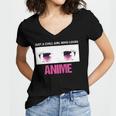 Just A Girl Who Loves Anime Chill Anime Girl Women's Jersey Short Sleeve Deep V-Neck Tshirt