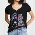 Just A Girl Who Loves Boxing Ink Splatter Women's Jersey Short Sleeve Deep V-Neck Tshirt