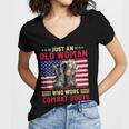 Just An Old Woman Who Wore Combat Boots T-Shirt Women's Jersey Short Sleeve Deep V-Neck Tshirt