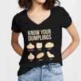 Know Your Dumplings Funny Food Lovers Dim Sum Women's Jersey Short Sleeve Deep V-Neck Tshirt