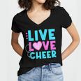 Live Love Cheer Funny Cheerleading Lover Quote Cheerleader V2 Women's Jersey Short Sleeve Deep V-Neck Tshirt