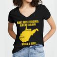 Make West Virginia Great Again Build A Wall Women's Jersey Short Sleeve Deep V-Neck Tshirt