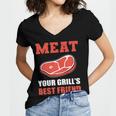 Meat Your Grill’S Best Friend Butcher Chef Cook Bbq Women's Jersey Short Sleeve Deep V-Neck Tshirt