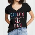 Mens Patriotic Captain Dad American Flag Boat Owner 4Th Of July Women's Jersey Short Sleeve Deep V-Neck Tshirt