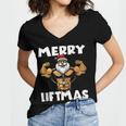 Merry Liftmas 300 Trending Shirt Women's Jersey Short Sleeve Deep V-Neck Tshirt