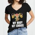 My Body My Choice Us Flag Feminist Womens Rights Women's Jersey Short Sleeve Deep V-Neck Tshirt