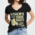 My Son Wears Combat Boots Proud 691 Shirt Women's Jersey Short Sleeve Deep V-Neck Tshirt