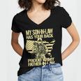 My Soninlaw Has Your Back Proud Army 688 Shirt Women's Jersey Short Sleeve Deep V-Neck Tshirt