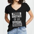 Official Teenager Brother 13Th Birthday Brother Party Gifts Women's Jersey Short Sleeve Deep V-Neck Tshirt