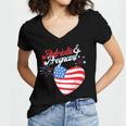 Patriotic And Pregnant 4Th Of July Pregnancy Announcement Women's Jersey Short Sleeve Deep V-Neck Tshirt