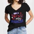 Shes My Sparkler 4Th Of July Matching Couples Women's Jersey Short Sleeve Deep V-Neck Tshirt