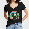 Vintage Black Cat Lover 307 Shirt Women's Jersey Short Sleeve Deep V-Neck Tshirt