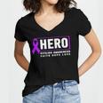 Vitiligo Awareness Hero - Purple Vitiligo Awareness Women's Jersey Short Sleeve Deep V-Neck Tshirt