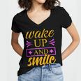 Wake Up And Smile 771 Trending Shirt Women's Jersey Short Sleeve Deep V-Neck Tshirt