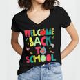 Welcome Back To School Happy First Day 488 Shirt Women's Jersey Short Sleeve Deep V-Neck Tshirt