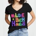 Welcome Back To School Kinders 486 Shirt Women's Jersey Short Sleeve Deep V-Neck Tshirt