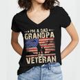 Womens Fathers Day | 4Th Of July | Im A Dad Grandpa And A Veteran Women's Jersey Short Sleeve Deep V-Neck Tshirt