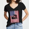 Womens Roofer Dad Usa Flag Patriotic 4Th Of July Gift Women's Jersey Short Sleeve Deep V-Neck Tshirt