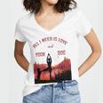 All I Need Is Love And Yoga And A Dog Women's Jersey Short Sleeve Deep V-Neck Tshirt
