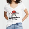 Blackbeards Bar Grill Women's Jersey Short Sleeve Deep V-Neck Tshirt