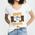 Boots Bling Its A Cowgirl Thing Women's Jersey Short Sleeve Deep V-Neck Tshirt