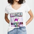 Brother Of The Bowler Girl Matching Family Bowling Birthday Women's Jersey Short Sleeve Deep V-Neck Tshirt