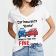 Car Insurance Quote Always Read The Fine Print Women's Jersey Short Sleeve Deep V-Neck Tshirt