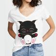 Cat Cut Cat Cat Lovers Black Cat Funny Cat Birthday Cat Gift Cat Danger Kitty Women's Jersey Short Sleeve Deep V-Neck Tshirt