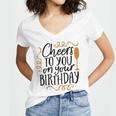 Cheers To You On Your Birthday Women's Jersey Short Sleeve Deep V-Neck Tshirt