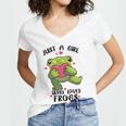 Cute Frog Just A Girl Who Loves Frogs Funny Frog Lover Gift For Girl Frog Lover Women's Jersey Short Sleeve Deep V-Neck Tshirt