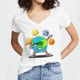 Dabbing Earth Day Women's Jersey Short Sleeve Deep V-Neck Tshirt