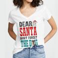 Dear Santa Dont Forget The Dog Women's Jersey Short Sleeve Deep V-Neck Tshirt