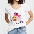 Dont Hate Love Women's Jersey Short Sleeve Deep V-Neck Tshirt