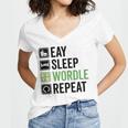 Eat Eat Sleep Wordle Repeat Wordle Lover Wordle Addict Women's Jersey Short Sleeve Deep V-Neck Tshirt