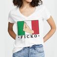 Ficko Italian Hand Sign Women's Jersey Short Sleeve Deep V-Neck Tshirt